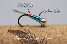 Load image into Gallery viewer, Nygren&#39;s Micro Hot-Spot Peacock Perdigon Jig
